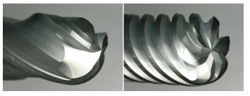 Figure 4. From left, OSG ball end mill AM-EBT R6 and radius end mill AM-CRE dia. 12 x R2